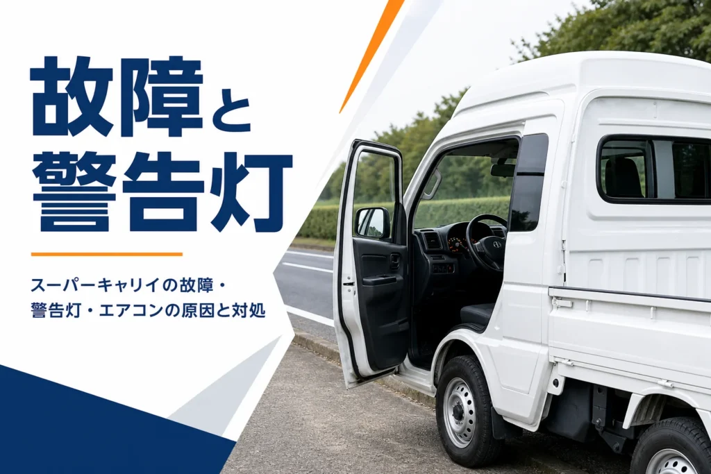 スーパーキャリイの故障や警告灯の対処を解説する記事のアイキャッチ