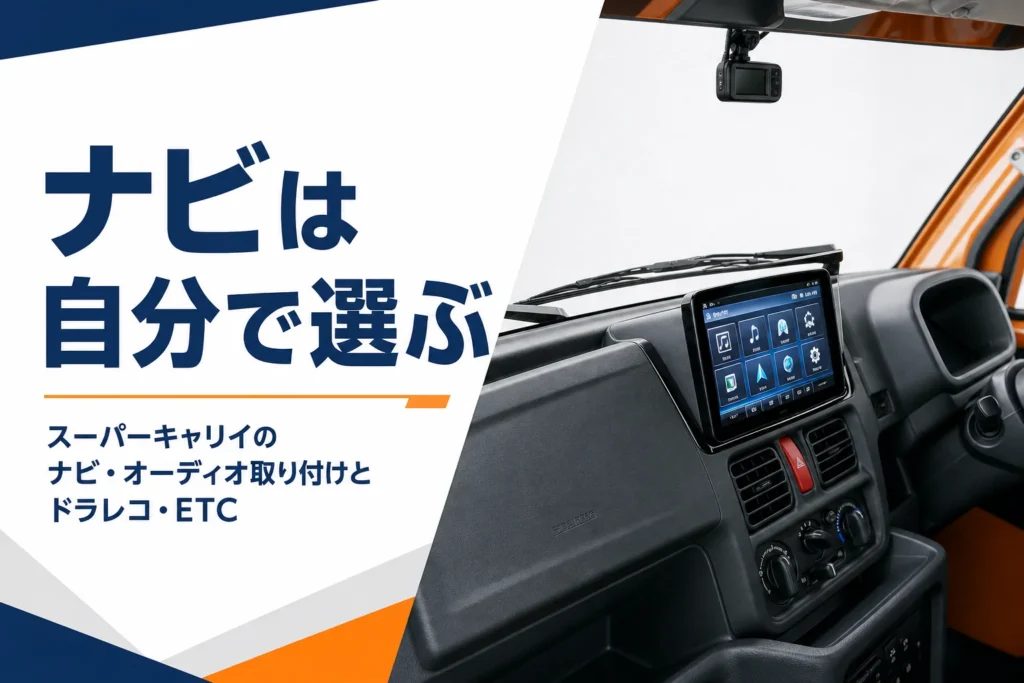 スーパーキャリイのナビとオーディオの取り付けを解説する記事のアイキャッチ
