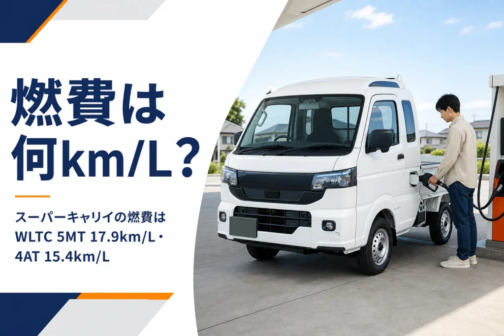 スーパーキャリイの燃費と航続距離を解説する記事のアイキャッチ