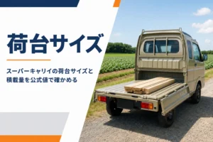 板を積んだスーパーキャリイの荷台を斜め後ろから見た様子
