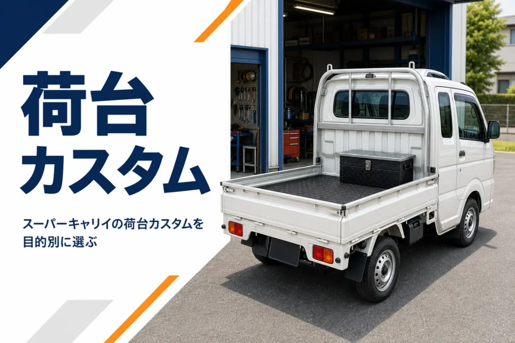 荷台マットと鳥居と工具箱を付けたスーパーキャリイの荷台