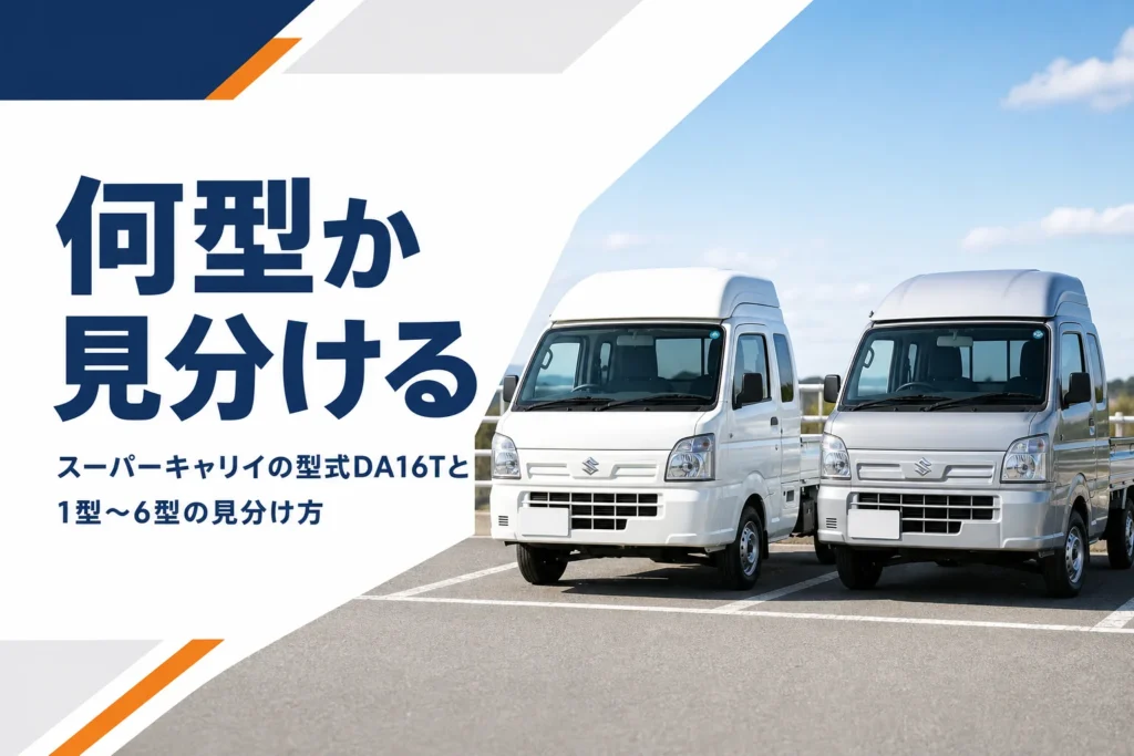 スーパーキャリイの型式と年式の見分け方を解説する記事のアイキャッチ