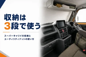 スーパーキャリイの室内収納の使い方を解説する記事のアイキャッチ