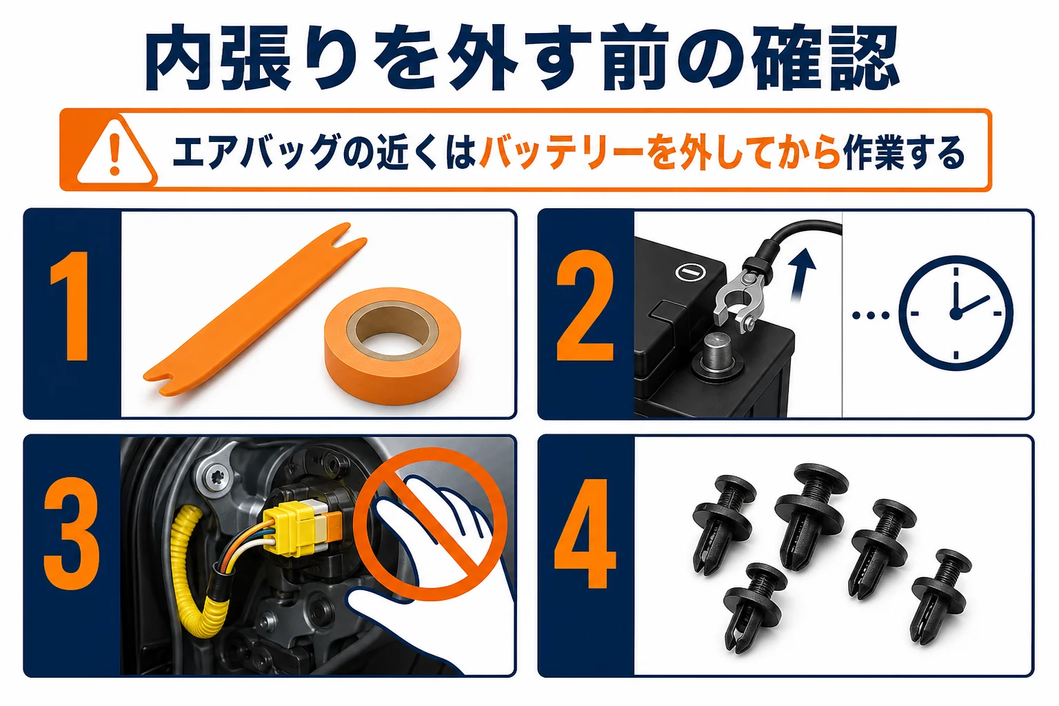 内張りやインパネを外す前の確認点をまとめた図解